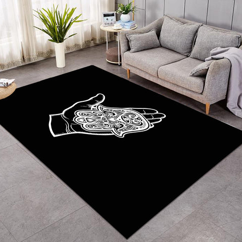 Image of B&W Tattoo Hand Illustration SWDD4606 Rug