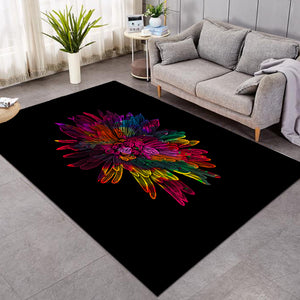 Big Colorful Flower Black Theme SWDD4641 Rug