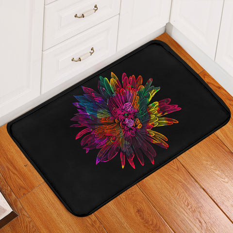 Image of Big Colorful Flower Black Theme  SWDD4641 Door Mat