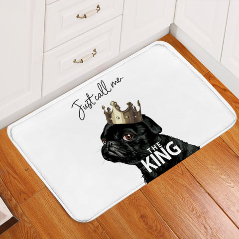 Image of Just Call Me The King - Black Pug Crown SWDD4645 Door Mat