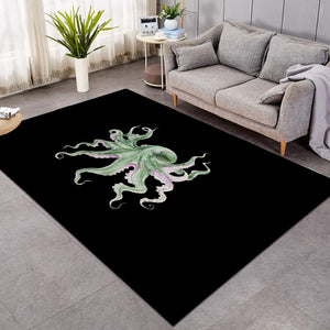 Purple Green Octopus Black Theme  SWDD4660 Rug