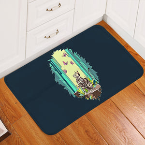 Purple Butterflies & Cat Playing SWDD4666 Door Mat