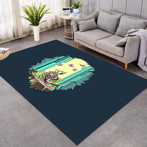 Image of Purple Butterflies & Cat Playing SWDD4666 Rug