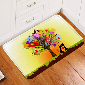 Birds & Cats Couple Colorful Tree Theme SWDD4727 Door Mat