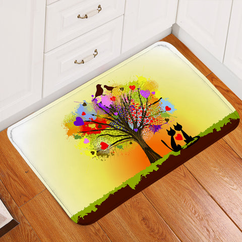 Image of Birds & Cats Couple Colorful Tree Theme SWDD4727 Door Mat