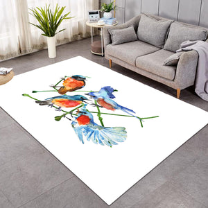 Multi Watercolor Blue Sunbirds SWDD4730 Rug