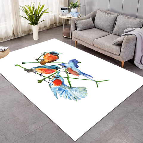 Image of Multi Watercolor Blue Sunbirds SWDD4730 Rug