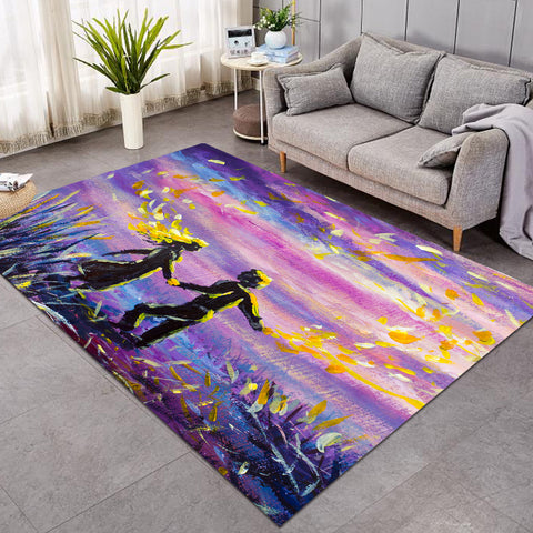 Image of Watercolor Beautiful Love Scene Purple Theme SWDD4736 Rug