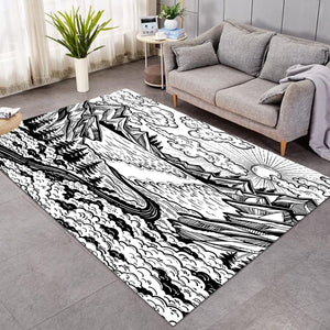 B&W Old School Vital Landscape Sketch SWDD4738 Rug