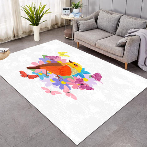 Image of Pastel Geometric Sunbird & Butterflies SWDD4744 Rug