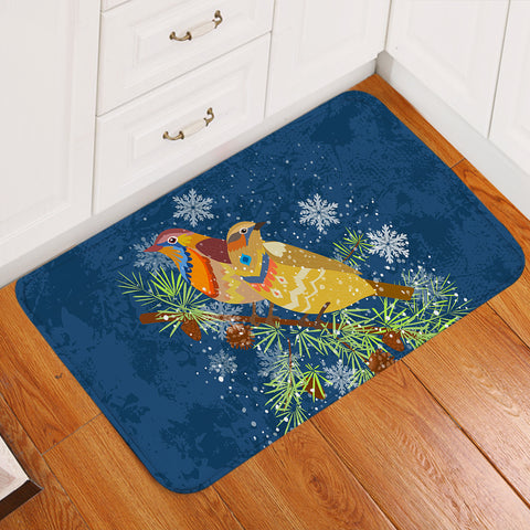 Image of Colorful Geometric Sunbirds In Snow Navy Theme SWDD4745 Door Mat