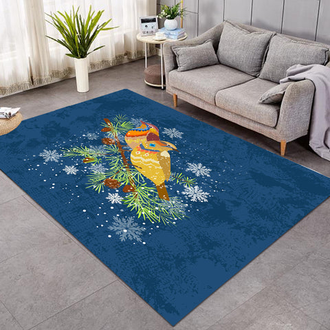 Image of Colorful Geometric Sunbirds In Snow Navy Theme SWDD4745 Rug