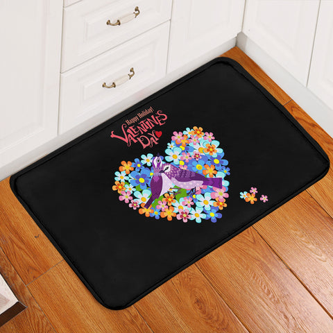 Image of Blue Couple Sunbird In Floral Heart - Valentine's Day SWDD4746 Door Mat