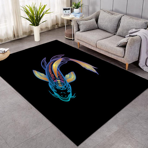 Image of Golden Gradient Blue Purple Fish Koi SWDD4755 Rug