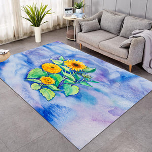 Chrysanthemum Blue Cloud Theme SWDD5147 Rug