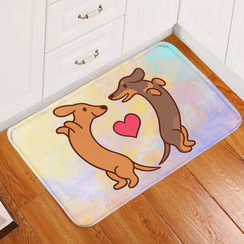 Image of Cute Couple Dachshund Pastel Theme  SWDD5154 Door Mat