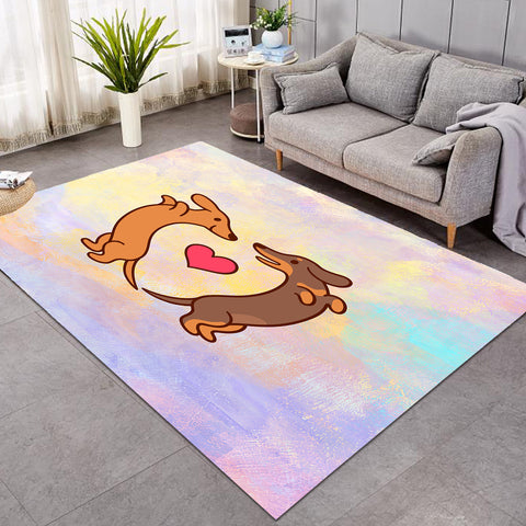 Image of Cute Couple Dachshund Pastel Theme SWDD5154 Rug