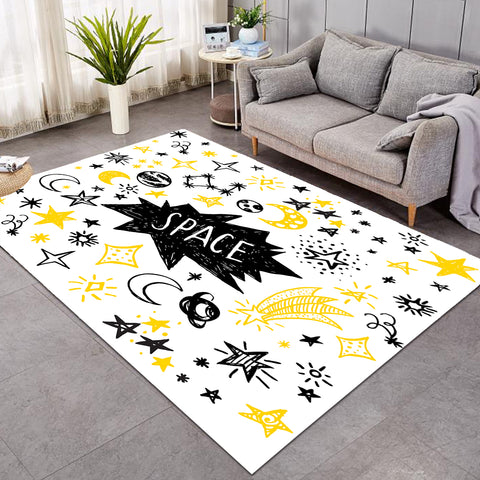 Image of Cute Space Children Line Sketch SWDD5155 Rug