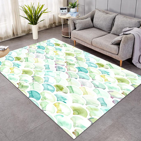 Image of Green Blue Pastel Japanese Seamless Art SWDD5157 Rug