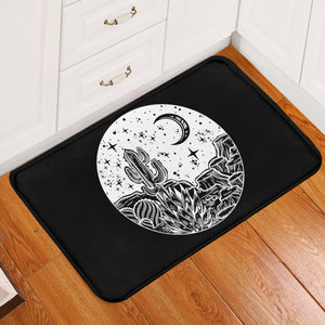 B&W Gothic Cactus In Night Sketch SWDD5160 Door Mat