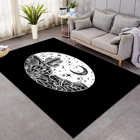Image of B&W Gothic Cactus In Night Sketch SWDD5160 Rug