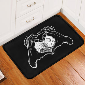 B&W Heart Hands Night Cactus Sketch SWDD5161 Door Mat