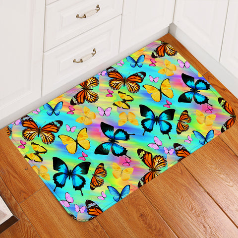 Image of Multi Colorful Butterflies Gradient Pastel Theme SWDD5166 Door Mat