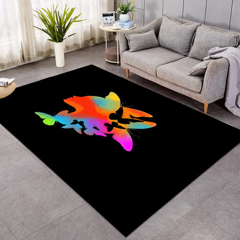 Image of Gradient Colorful Butterflies Lady Face  SWDD5168 Rug