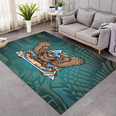 Image of Old School Flying Owl Triangle Green Theme SWDD5173 Rug