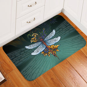 Old School Color Floral Dragonfly  SWDD5174 Door Mat