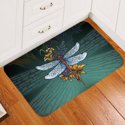 Image of Old School Color Floral Dragonfly  SWDD5174 Door Mat