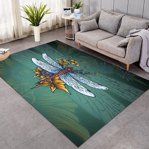 Old School Color Floral Dragonfly SWDD5174 Rug