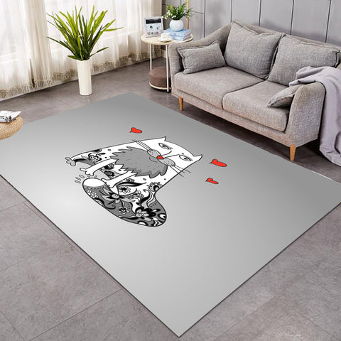 Image of Love Old Cat Grey Theme SWDD5177 Rug