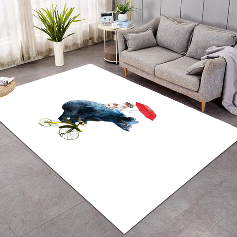 Image of Funny Sunglass Dog & Bear On Bike SWDD5181 Rug