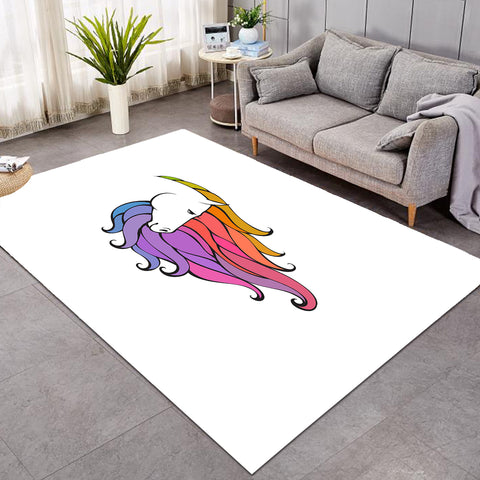 Image of Colorful Unicorn Hair White Theme  SWDD5184 Rug