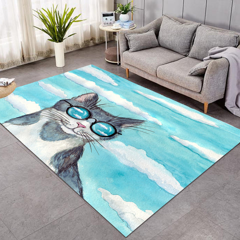 Image of Cute Sunglasses Cat Light Cloud SWDD5195 Rug