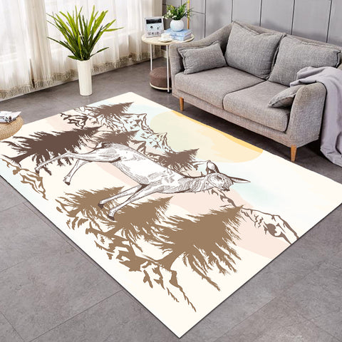Image of Little Deer Forest Brown Theme SWDD5197 Rug