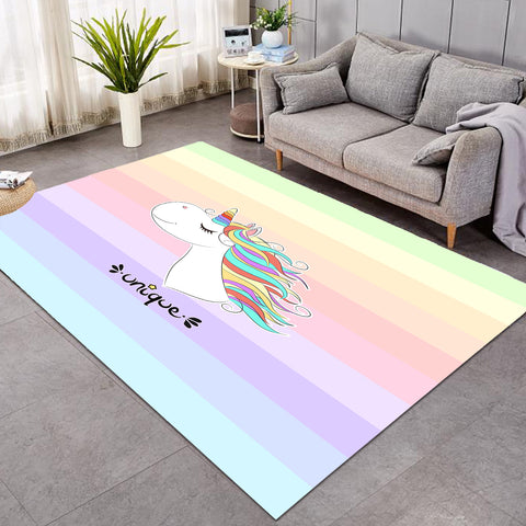 Image of Happy Colorful Unicorn Pastel Stripes SWDD5201 Rug