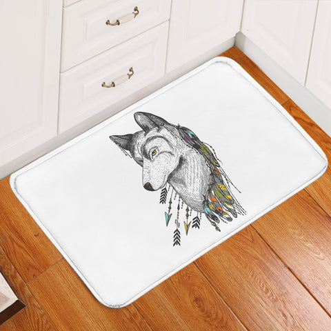 Image of Dreamcatcher Wolf White Theme SWDD5240 Door Mat