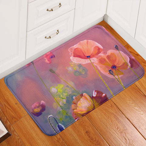 Image of Watercolor Flowers Peach Pink Theme SWDD5241 Door Mat