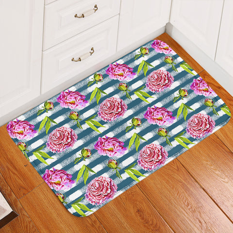 Image of Flower Stripe Bluetint Theme SWDD5245 Door Mat