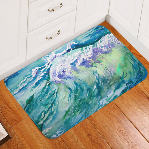 Image of Watercolor Blue Waves Japanese Art SWDD5246 Door Mat