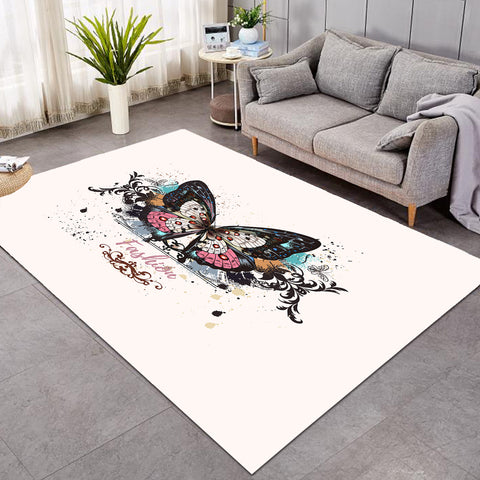 Image of Fashion Butterfly White Theme  SWDD5330 Rug