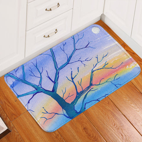 Image of Watercolor Big Tree & Rainbow Blue Theme SW5351 Door Mat