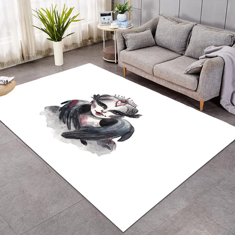 Watercolor Dark Female Witch  SWDD5354 Rug