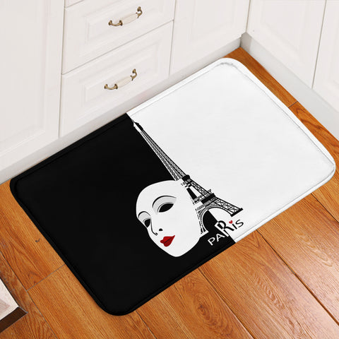Image of B&W Paris Eiffel Tower Face Mask Red Lips SWDD5448 Door Mat