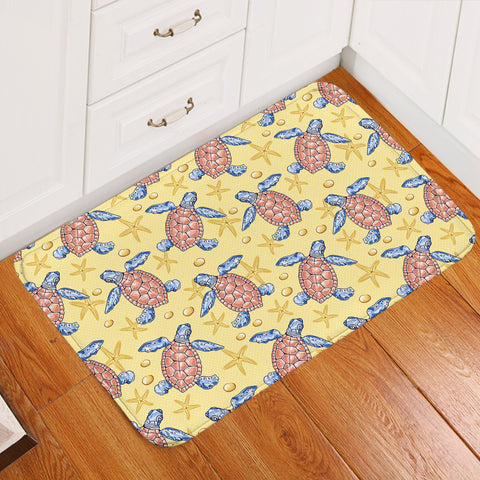 Image of Multi Ocean Turtles Yellow Theme  SWDD5449 Door Mat