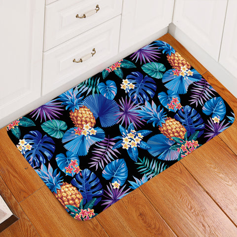 Image of Blue Tint Tropical Leaves SWDD5452 Door Mat