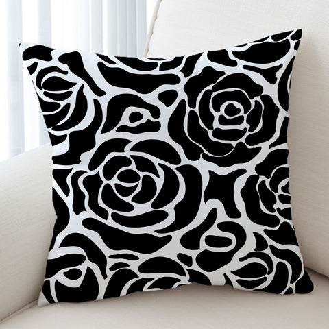 Image of Rose Pattern Black SWKD1377 Cushion Cover