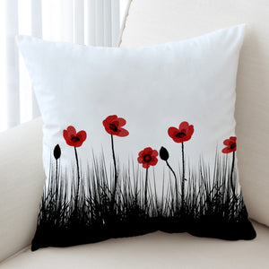 Red & Black Flowers SWKD3332 Cushion Cover